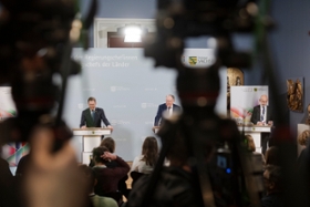 Foto: Pressekonferenz mit dem Ministerpräsidenten des Freistaates Sachsen, Michael Kretschmer und dem Ministerpräsidenten des Landes Niedersachsen, Stephan Weil.