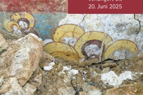 Foto: Plakat zur Ausstellung mit Frankenberg OT Sachsenburg, wiederentdeckte spätgotische Wandmalereien im Schloss (© Landesamt für Denkmalpflege Sachsen, Sven Köhler)