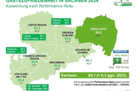 Foto: Anlage 1: Karte zur Gästezufriedenheit in Sachsen 2024