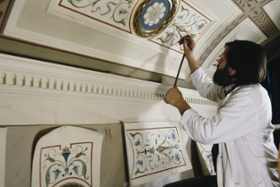 Foto: Dresden, Semperoper, Wiederaufbau, Ausmalung der Innenräume, um 1985
