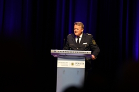 Foto: Landespolizeipräsident Jörg Kubiessa während seiner Ansprache
