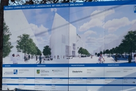 Foto: Bautafel zum Neubau für das Leibniz IfL in Leipzig