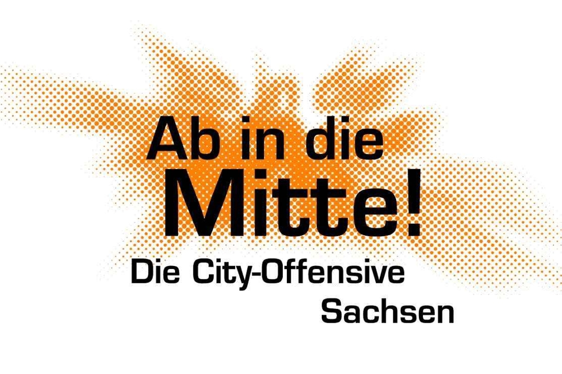 Logo des Wettbewerbs "Ab in die Mitte! Die City-Offensive Sachsen"