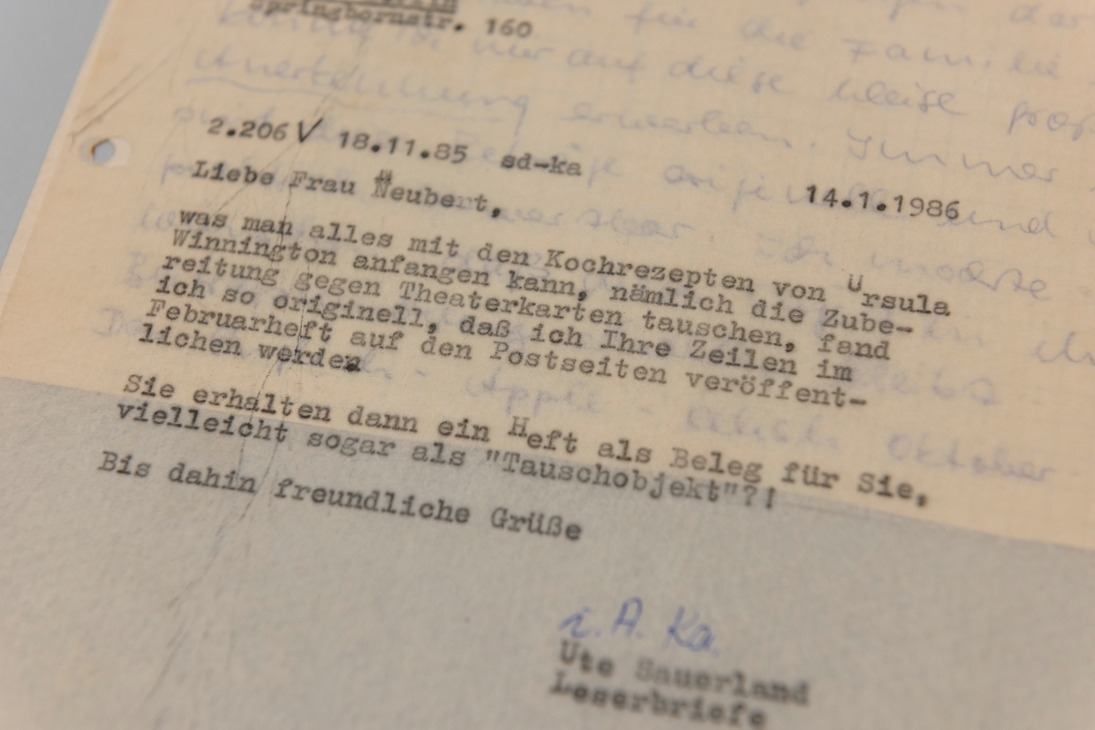 Korrespondenz aus dem Nachlass von Ursula Winnington