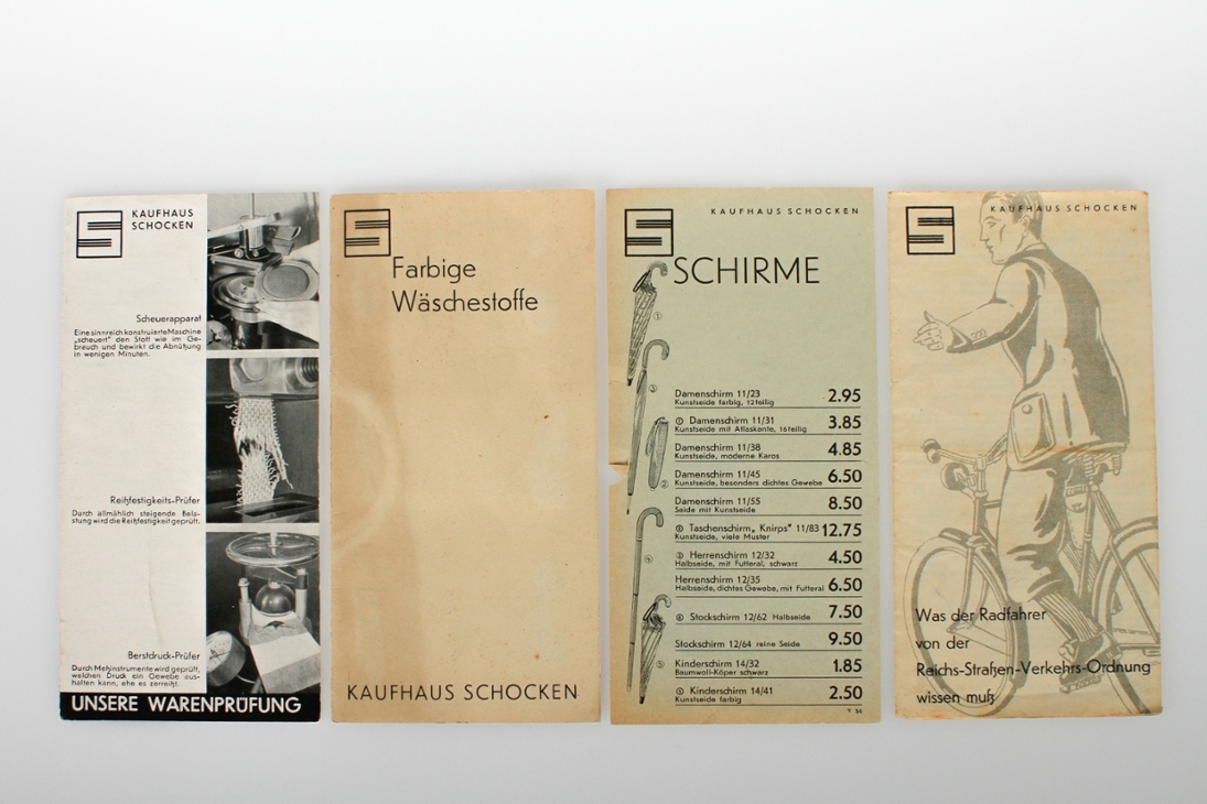 Vier Flyer der Schocken AG, Datierung: vor 1938